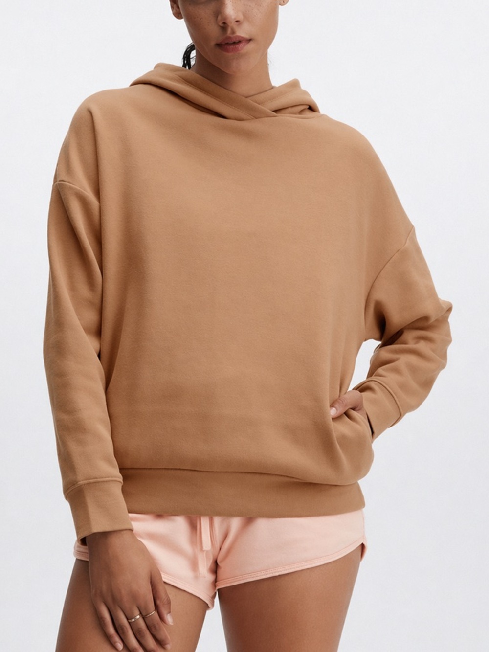 FABLETICS tan Eco go-to pocket Bo hoodie fleece-lined sweatshirt medium